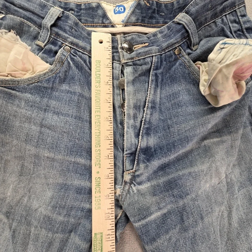 Levis Jeans Mens Selvedge Blue Light Altered‎ Hem Whiskers Honeycomb Fits 29x32